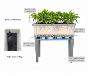 Jardinière surélevée auto-arrosante en plastique pour extérieur, facile à assembler, <span class=keywords><strong>avec</strong></span> couvercle de protection des plantes - Product Image 3