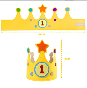 Nuevo diseño estrella cinta mágica DIY corona fieltro feliz fiesta sombreros primer 1er cumpleaños fiesta sombrero fieltro cumpleaños sombreros para niños - Product Image 3