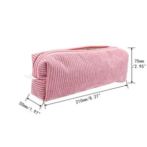 กระเป๋าใส่ดินสอผ้าลูกฟูก ที่ใส่ปากกา กระเป๋าเก็บเครื่องเขียนแบบนุ่ม พร้อมซิปสีดำ สำหรับอุปกรณ์สำนักงานและอุปกรณ์ตั้งโต๊ะ - Product Image 2