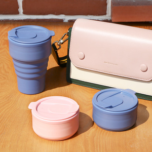 Custom Portable Travel Camping Folding Drinking Coffee Mug Reusable Silicone <strong>Collapsible</strong> <strong>Cup</strong> With Straw - Product Image 4