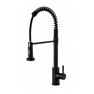 Matte Black Pull Down Sprayer Kitchen <strong>Faucet</strong>, Single Handle Black <strong>Faucet</strong> for Farmhouse Camper Laundry Utility <strong>Rv</strong> Wet Bar Sinks - Product Image 1