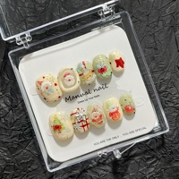 [Édition de Noël] Autocollants pour ongles courts et ronds, faits à la main, mignons, à motifs de dessins animés, multi-motifs pour filles, amovibles A632