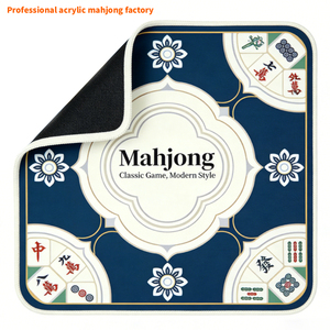 Tapis <span class=keywords><strong>de</strong></span> jeu <span class=keywords><strong>de</strong></span> Mahjong Chinoiserie personnalisé Omm, best-seller, Lotus Blanc, luxe, néoprène bleu, tapis <span class=keywords><strong>de</strong></span> <span class=keywords><strong>table</strong></span> <span class=keywords><strong>de</strong></span> Mahjong américain - Product Image 1
