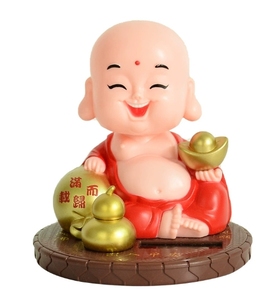 9*9*9.3ซม. ส่ายหัวพยักหน้าได้ตุ๊กตาพระพุทธรูปเล็กๆน้อยๆ<span class=keywords><strong>สามเณร</strong></span>พระภิกษุสงฆ์แสงอาทิตย์สำหรับตกแต่งรถบ้านสีเหลืองสีแดง - Product Image 2