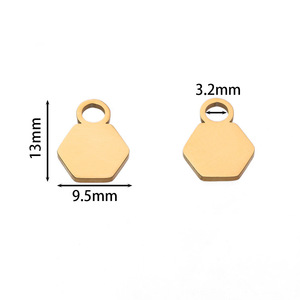 Colgante hexagonal de acero inoxidable, dos tonos, dorado y plateado, para hacer pulseras, componente de joyería, 12 unidades - Product Image 2