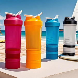 מכירת חיסול - בקבוק שייקר חלבון קלאסי 3 שכבות 450 מ\\\"ל 600 מ\\\"ל עם מארגן כדורים וקופסת אחסון לבקבוק מים לחלבון - Product Image 6