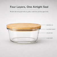 Lot de 3 ou 4 récipients en verre pour aliments, contenants en verre pour la préparation des repas avec couvercles anti-fuite