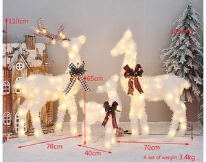 Ensemble de 3 ornements de Noël en plein air éclairés de luxe pour cerfs Décorations de cerfs Décoration de Noël pour la maison et le centre commercial - Product Image 2