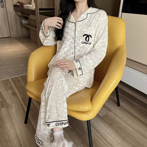 <span class=keywords><strong>Pigiama</strong></span> da <span class=keywords><strong>donna</strong></span> ODM in maglia di <span class=keywords><strong>velluto</strong></span> dorato a maniche lunghe con elastico in vita, set vestaglia da casa con diamanti per autunno/inverno, modello Sweet Front - Product Image 2