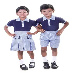 Imalatı yeni tasarım kız ve erkek onay alt ilkokul üniforması ile okul logosu