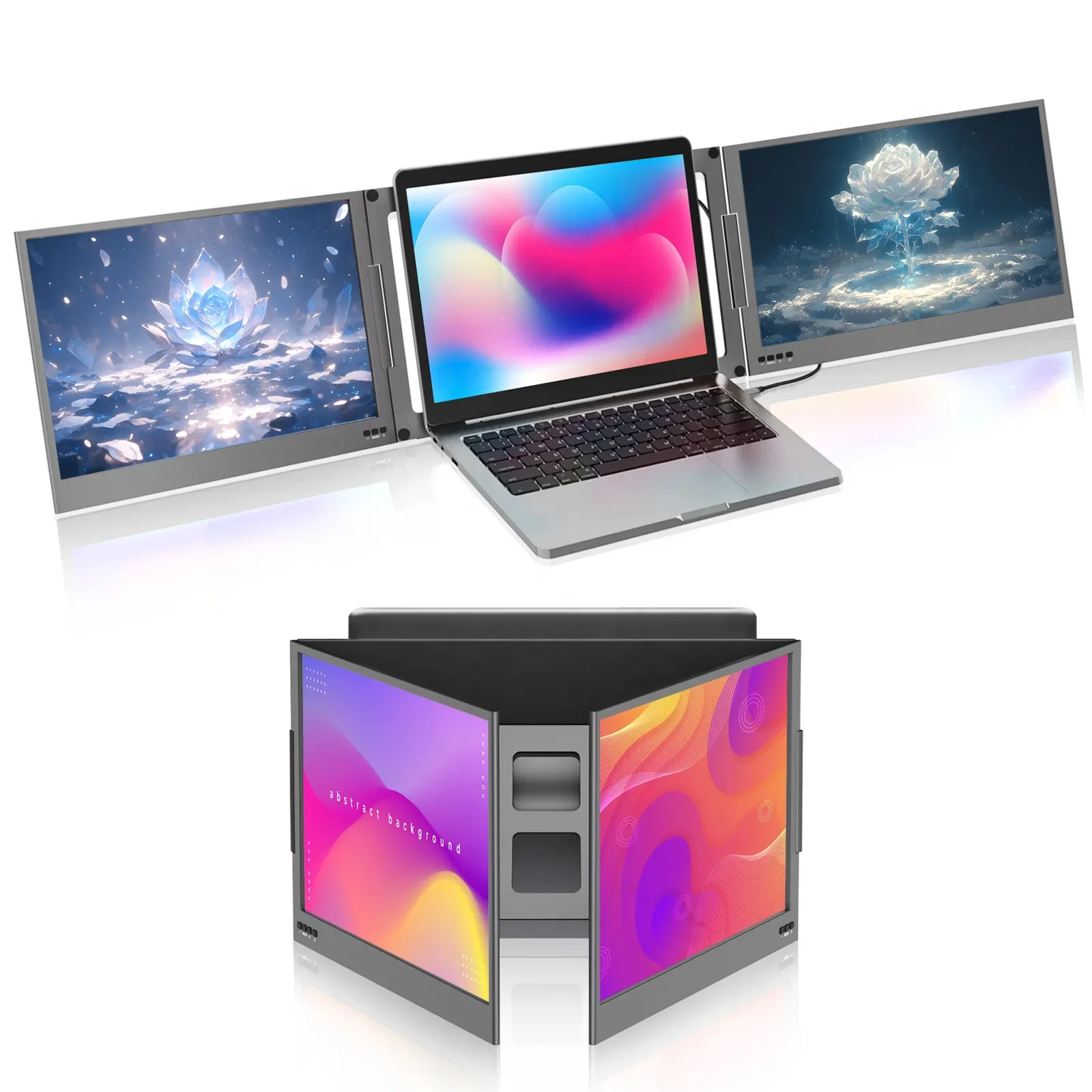 Penjualan laris gadget elektronik 2024 OEM layar Laptop Tiga ekstender layar HD 15.6 inci 1080P untuk permainan pengkodean keuangan