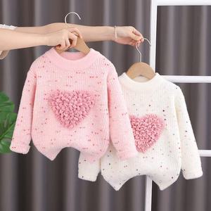 Áo len trẻ em họa tiết hình trái tim dệt kim mới về, thích hợp cho việc học tập và đọc sách trong nhà - Product Image 4