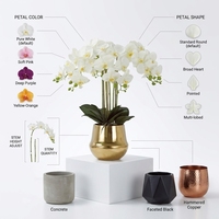 Arrangement de fleurs d'orchidées artificielles OH Real Touch, Phalaenopsis en soie de luxe dans un pot, résistant aux UV, fausse fleur pour la décoration de la maison et des hôtels