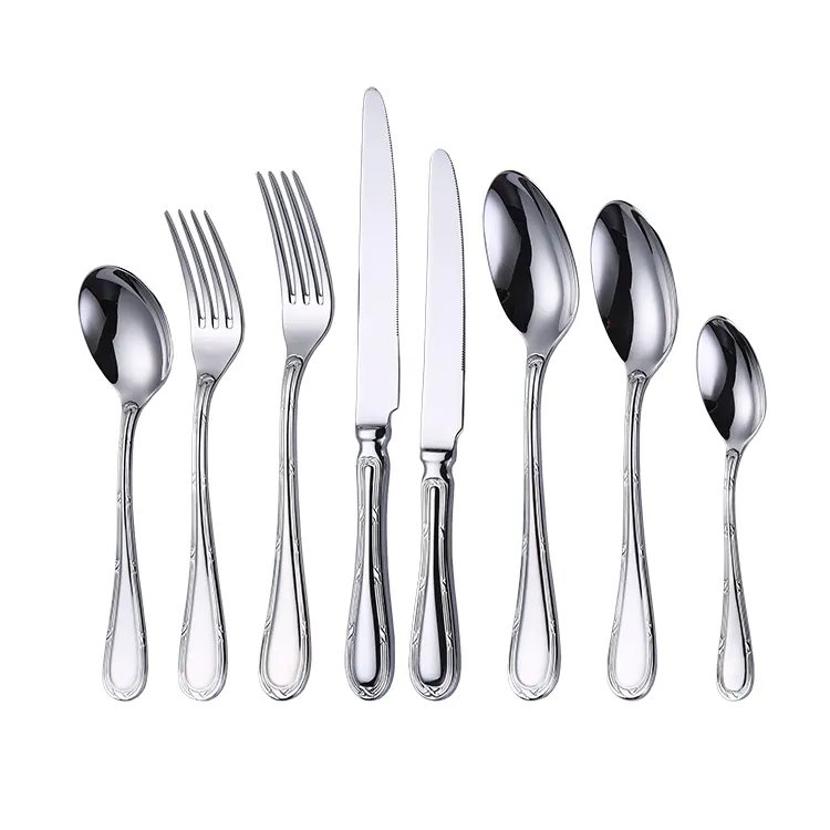 Couverts en argent personnalisés en acier inoxydable, pour cuisine de luxe, service de couverts de mariage