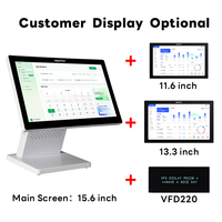 Sistema Wins Pos de pantalla dual de 15,6 pulgadas, máquina registradora todo en uno, terminal de visualización de cliente para restaurante minorista, con pantalla de 1/2 ".