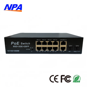 <span class=keywords><strong>Switch</strong></span> <span class=keywords><strong>Ethernet</strong></span> PoE AI a <span class=keywords><strong>10</strong></span> porte <span class=keywords><strong>Gigabit</strong></span> con 2 Uplink, 2 SFP, Watchdog, protezione da fulmini 6KV, estensione 250m per telecamere IP - Disponibile - Product Image 1