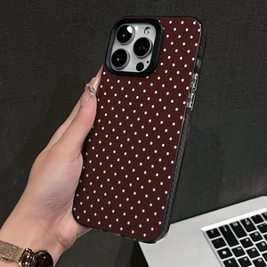 Custodia in TPU opaco con motivo a pois bianchi su sfondo marrone, <span class=keywords><strong>cover</strong></span> geometrica classica antiurto per <span class=keywords><strong>iPhone</strong></span> 17 16 15 14 13 <span class=keywords><strong>Pro</strong></span> Max - Product Image 5