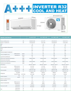 Climatisation split HJI OEM personnalisée de qualité <span class=keywords><strong>TCL</strong></span>, entièrement à onduleur DC, 18000btu, 12000btu, 9000btu, refroidissement et chauffage - Product Image 6