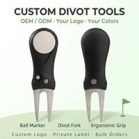 Outil de réparation de divots de golf avec marqueur de balle magnétique, fourche à divots métallique à 2 dents, manche personnalisable, outils vierges pour gravure