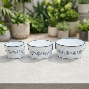 Ensemble de 3 pots en émail - Style fermier, durables, légers, pour la maison et le jardin - Product Image 3