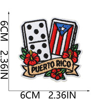 Patch Bordir Puerto Rico Ramah Lingkungan Desain Kustom Pola Drum Patch Kain Tempel Setrika untuk Dekorasi Pakaian Perayaan