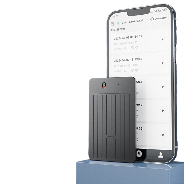 Hbnkh AI GPT App Voice Recorder 256GB BT Voice Activated WAV Transcribe Summarize Language Translation Smart Magnet Metal