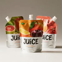 Sachets d'emballage Doypack à bec verseur, personnalisés, imprimés, en plastique laminé barrière, de 150 ml, 200 ml, 300 ml, pour jus, boissons et purées