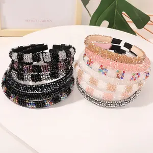 Diadema de cuentas de cristal coreana, accesorios para el cabello hechos a mano para mujer, diademas con cuentas, venta al por mayor, diademas Bohemias de diseñador personalizadas