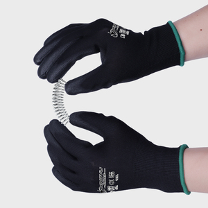 Guantes DE TRABAJO XINGYU con certificado CE, <span class=keywords><strong>PU</strong></span> negro con forro de nailon EN388, seguros para mecánico de jardín, mejora y limpieza del hogar - Product Image 1