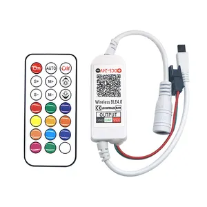 21键遥控器1024像素可寻址蓝牙应用程序控制SPI RGB LED灯带控制器，用于WS2811 led灯