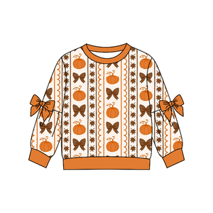 Nouveaux styles de chemises et hauts pour enfants, pull imprimé citrouille automne personnalisé, vente en gros, boutique, vêtements pour sœurs - Product Image 4
