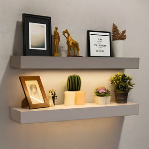 Estante Flotante Blanco Moderno para Decoración del Hogar, Estante de Pared Grueso de Madera con Tira de Luz LED, Gran Venta - Product Image 3