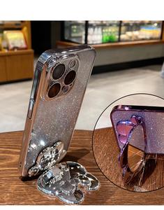 เคสโทรศัพท์แบบไล่สีพร้อมกระจกและขาตั้ง ดีไซน์กระต่ายน่ารักสำหรับ iPhone 17 16 15 Pro Max  วัสดุซิลิโคนเคลือบไฟฟ้า - Product Image 2