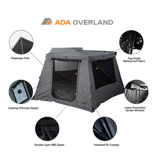 ADA OVERLAND Auvent de toit de voiture 270° avec revêtement graphène, design élégant, 3 pièces, pour l'extérieur, 2m et <span class=keywords><strong>2</strong></span>.5m, <span class=keywords><strong>abri</strong></span> mural - Product Image 4