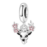 Breloques en cuivre plaqué argent sterling en gros, perles émaillées avec motifs animaux (Panda, Renard, Éléphant) pour bracelets et fournitures de bijoux pour femmes