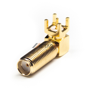 Connecteur SMA femelle <span class=keywords><strong>à</strong></span> angle droit, corps long, montage sur panneau, trou traversant, PCB, 50 ohms, <span class=keywords><strong>jack</strong></span> - Product Image 1