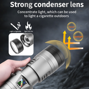 60W 32000 MAh Có Thể Sạc Lại Chiến Thuật Đèn Pin 6000 <span class=keywords><strong>Lumen</strong></span> 2000 M Cao <span class=keywords><strong>Lumen</strong></span> Đánh Lửa Cắm Trại Nhôm Di Động Đèn Pin - Product Image 3
