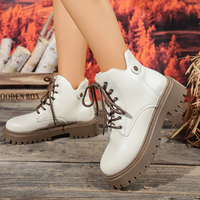 Bottines à plateforme pour femmes, bottes de combat à lacets, doublées de polaire, semelle en caoutchouc, chaussures de mode automne-hiver, 2 couleurs