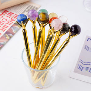 Bolígrafo de Cristal Natural con Esfera, Bolígrafo de Metal con Cristal, Bolígrafo Mágico de <span class=keywords><strong>Bruja</strong></span>, Bolígrafo de Gemas - Product Image 1