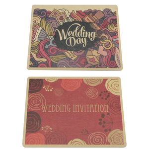 Carte d'invitation de mariage en bois imprimée CMYK personnalisée – Finition AR pour salutation, décoration et cadeau - Product Image 6