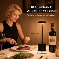Lampe de table LED portable sans fil rechargeable à commande tactile et à intensité variable Lampe de table à piles Lampe de bureau extérieure pour restaurant