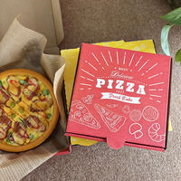 Caja de papel para pizza moderna con logotipo personalizado al por mayor caja de cartón corrugado para pizza para llevar con laminación mate
