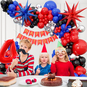 Kit de Guirnalda de Globos Negros, Rojos y Azules con Kit de Globos de Aluminio y Pancarta de <span class=keywords><strong>Feliz</strong></span> Cumpleaños para Fiesta de Cumpleaños - Product Image 3