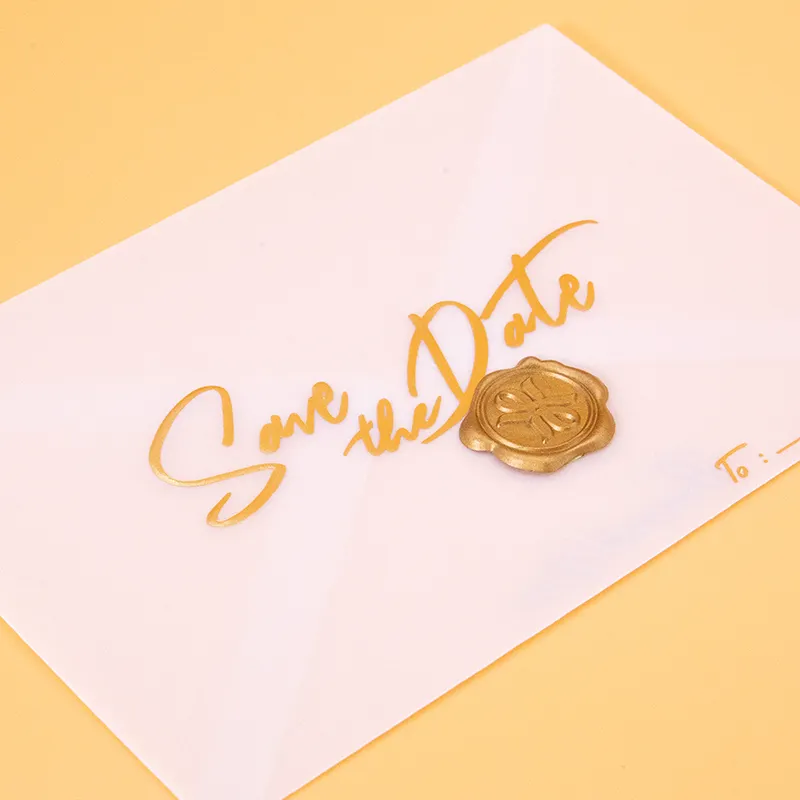 Enveloppe de carte de mariage personnalisée Enveloppes en verre à logo doré Invitation avec enveloppes