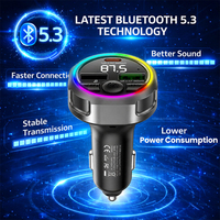 Transmisor FM Bluetooth 5.3 REAMX CC02, Cargador Rápido Dual USB C de 30W, 7 Luces LED, Adaptador Inalámbrico para Auto con Sonido Nítido y Memoria