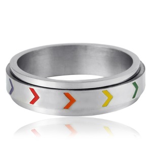 yunnique Arrow Shaped Rotating <b>Titanium</b> Steel Men's <b>Ring</b> Steel Color Geometric Design Gift Jewelry - Product Image 3