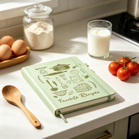 Carnet de recettes personnalisé A5, couverture rigide, en cuir PU, avec gaufrage personnalisé, pour cadeau