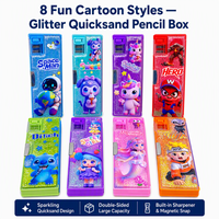 Trousse à crayons à paillettes Quicksand avec taille-crayon intégré, fermeture magnétique, grande capacité, double face, en PP, pour enfants et école