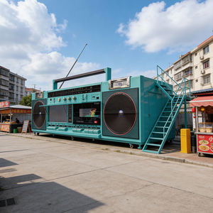 Camion de nourriture rétro multicolores en acier inoxydable, chariot de nourriture mobile <span class=keywords><strong>pour</strong></span> restaurant commercial/utilisation en rue - Product Image 2