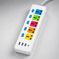 Regleta de Enchufes Universal de 5 Vías con Logotipo Personalizado al por Mayor, CE, Colorida, con Interruptores Individuales, 3 Puertos USB Tipo C PD de Carga Rápida